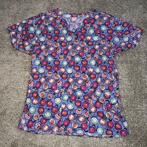 Dickies Halloween Ceil Blue Women’s Fitted Scrub Top- size XS